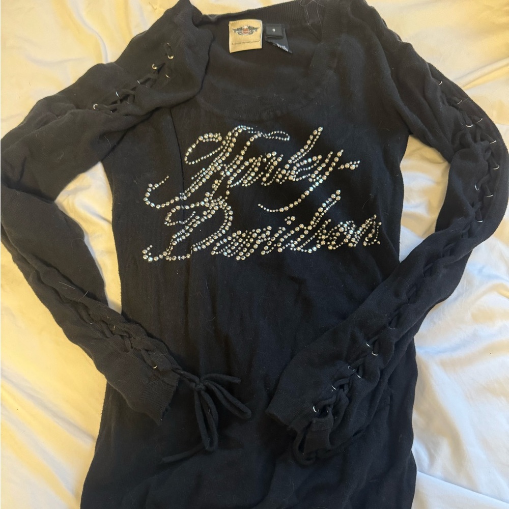 VINTAGE Harley-Davidson Lace-Up Longsleeve